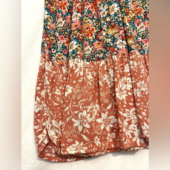 Maurices Bare Floral Patchwork Multicolor Coral Midi Dress Women’s XS - Picture 3 of 16